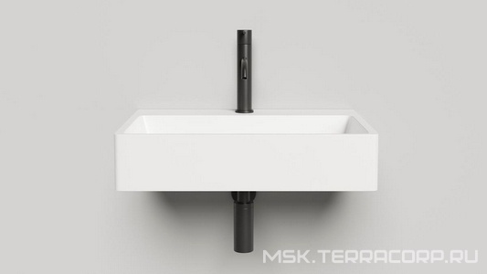 Раковина накладная на столешницу, прямоугольн. 600х450хh133мм, с 1 отв.д/смес, без перелива, (литой камень S-Stone матовая цв.белый),  Salini Ottavia 1103201M