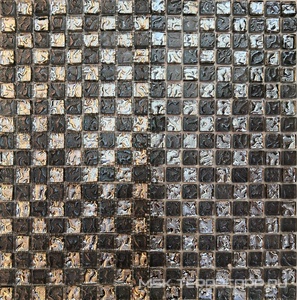 Мозаика Мозаика 647 шахматка серая рифленая - платина  ZZ|30х30 Мастера Керамики Glass МС 647