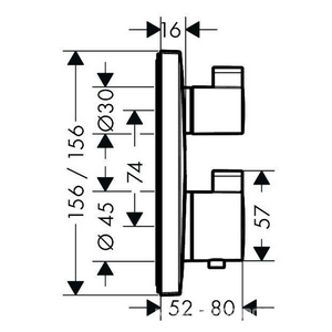 Смеситель-термостат для 1 потребителя, (наружная часть, БЕЗ скрытой части арт.01800180), (цв.хром), HG  Square ZZ Hansgrohe Ecostat 15712000