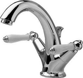 Смеситель для раковины, с д/к (цв. хром, ручки цв. белый),  XX 3M Fantastica 4214 CC (White levers)