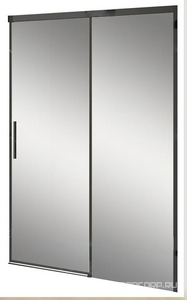 Дверь д/д, в нишу 2000хh1950мм, раздвижная с неподв.сегментом, правая/левая, (ст.прозр.6мм Easy Clean, профиль цв.черный матовый),  ZZ RGW Leipzig 34121220-14