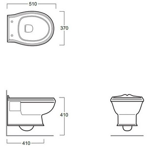 Унитаз подвесной 37,5х51cм, безободковый, БЕЗ сиденья,  Simas Arcade AR841bi rimless