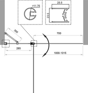 Шторка на ванну, распашная, 1000хh1500мм, правая/левая, (стекло прозрачное 5мм, профиль цв.черный матовый), Uno ZZ BelBagno UNO UNO-V-11-100/150-C-NERO