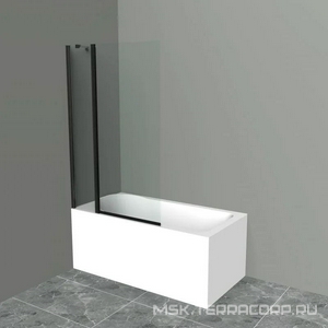 Шторка на ванну, распашная, 1000хh1500мм, правая/левая, (стекло прозрачное 5мм, профиль цв.черный матовый), Uno ZZ BelBagno UNO UNO-V-11-100/150-C-NERO