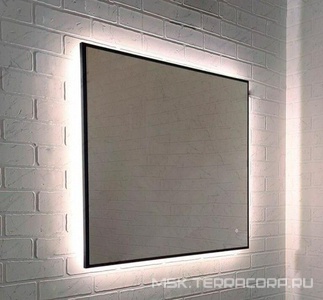 Зеркало КЗСК, 70 х 80 см, полированна кромкоа на черном алюминиевом профиле с фоновой LED подсветкой 4000К 9,6 Вт/м с сенсорным выключ. ZZ КЗСК MODERN 4350708ску0