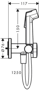 Гигиенический душ со смесителем, (скрытая часть арт.29235180, лейка с кнопкой, кронштейн, шланг 125см в компл.), (цв.полир.золото), Bidette E 1jet ZZ Hansgrohe Универсал 29232990 (Набор 29232990+29235180) (Сантекс)