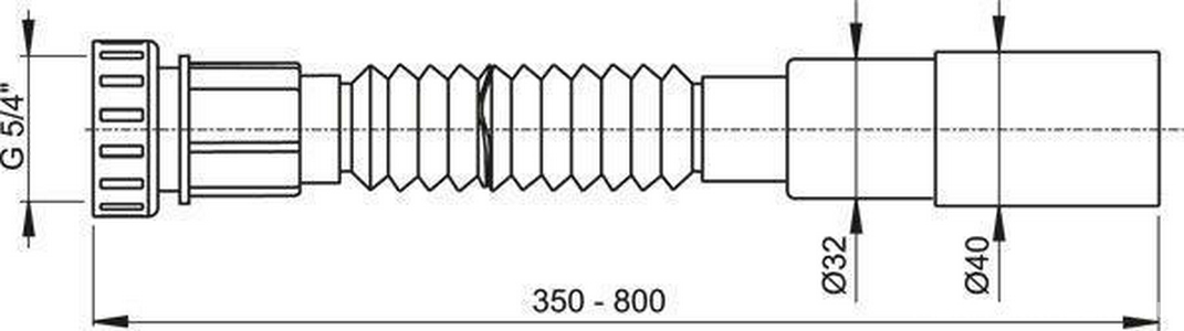 Гофра на сифон А75  5/4 "/ 40/32, длина 350-800 мм ZZ AlcaPlast Универсал A750/A75