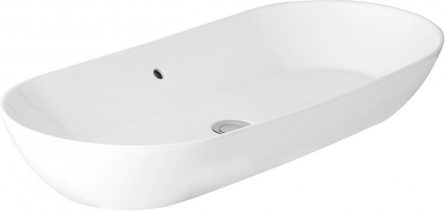 Раковина накладная на столешницу, овальная, 80х38хh12,5см, без отв.д/смесителя, Sanlife ZZ Sanindusa sanlife 136399004