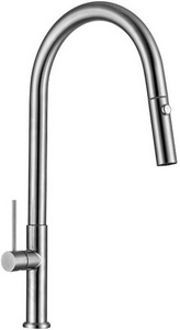 Смеситель для кухни, с вытяжным душем, 2 типа струи, (цв.сталь браш.),  ZZ Allen Brau Sprungfeder 5.60002-SS