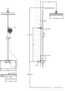 Смеситель-термостат для душа, со стационарным верхн.душем 30см., душевая лейка, шланг в компл., (цв.черный матовый),  ZZ Vincea Inspire VSFS-3I12TMB