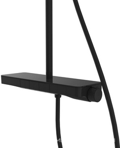 Смеситель-термостат для душа, со стационарным верхн.душем 30см., душевая лейка, шланг в компл., (цв.черный матовый),  ZZ Vincea Inspire VSFS-3I12TMB