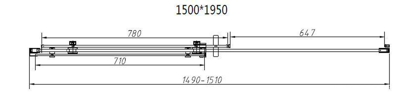 Дверь для душа, в нишу 1500хh1950мм, раздвижная, 1 дверь, 1 неподв.секция, правая/левая, (стекло прозрачное 8мм, фурн.цв.черный матовый),  ZZ Vincea Como-N VDS-4CN150CLB