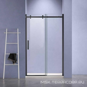 Дверь для душа, в нишу 1500хh1950мм, раздвижная, 1 дверь, 1 неподв.секция, правая/левая, (стекло прозрачное 8мм, фурн.цв.черный матовый),  ZZ Vincea Como-N VDS-4CN150CLB