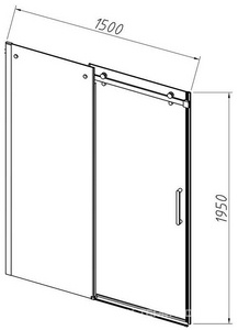 Дверь для душа, в нишу 1500хh1950мм, раздвижная, 1 дверь, 1 неподв.секция, правая/левая, (стекло прозрачное 8мм, фурн.цв.черный матовый),  ZZ Vincea Como-N VDS-4CN150CLB