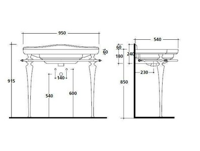 Ножки (2шт.) структура для раковины 95см, с полотенцедержателем, (металл цв. хром), крепёж в компл.,  ZZ Galassia Ethos 8451