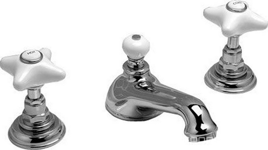 Смеситель для раковины, на 3 отв. с д/к, (хром)  ZZ Devon & Devon White Rose UTWR700CR