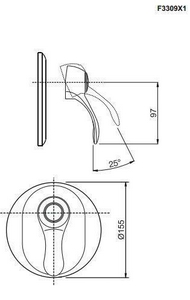 Смеситель для душа, встраиваемый в стену, (БЕЗ внутр.части арт.F3000), (цв. хром),  ZZ Fima Carlo Frattini Lamp F3309Х1CR
