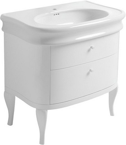 Тумба напольная 795х500хh750мм, под раковину 900мм, два выдвижных ящика, (цв. белый глянец),  Simas Lante LAM90 bianco