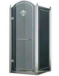 Душевой уголок 900х900хh2116мм, квадрат, "Левый" распаш. дверь слева, с неподв.стенкой (стекло прозрачное с матовым узором, 8мм, фурн/хром), Retro XX