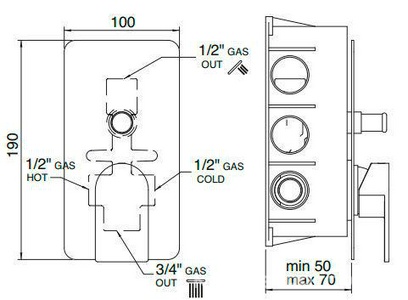 Смеситель для душа встраиваемый в стену, с переключателем, (цв. хром),  ZZ 3M Ran 2249 CC
