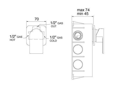 Смеситель для душа, встраиваемый в стену, с маленькой розеткой, (цв. чёрный / хром),  ZZ 3M Ran 2259 NC