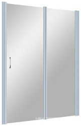 Дверь в нишу EP-F-1, 155*190 см, правая, распашная с неподвижным элементом, профиль хром матовый, стекло прозрачное ZZ