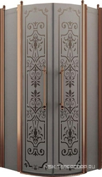 Душевое ограждение, 1/4 круга, R550, 900х900хh1950мм, 2 расп.двери с 2 неподв.сегм., (профиль цв. бронза, стекло 6мм матовое.с прозр.рис), Malme ZZ