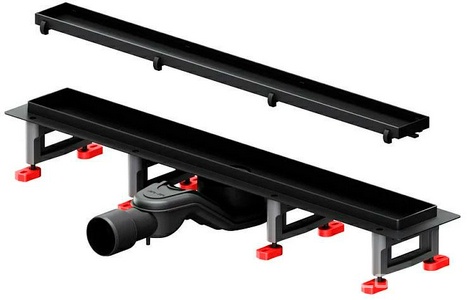 Душевой желоб 60 см, комбинированный затвор, решетка под плитку из нерж.стали, цв.черный AMPM Универсал W01SC-U11-060-04BM