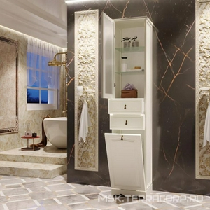 Пенал  напольный 404*1988*380мм, левый, с бел. корзиной, цвет слоновая кость ZZ Opadiris Риспекто Z0000006258