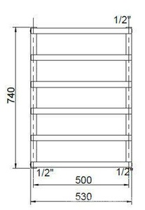 Полотенцесушитель h740х530мм,(подкл.500мм)на ГВС/сист.отопл.,до 8bar,G 1/2,(креплен, клап Маевск.в ком),БЕЗ кр/перек.,(полир.нерж/ст),  ZZ Cordivari Alessandra 3551680400003