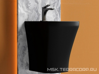 Раковина-моноблок 365х400 мм, подвесная, цв. черный ZZ Ceramica Nova Dion CN6067MB