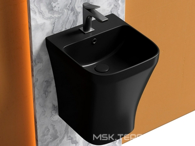 Раковина-моноблок 365х400 мм, подвесная, цв. черный ZZ Ceramica Nova Dion CN6067MB