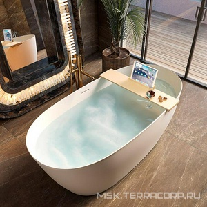 Ванна 170х80хh61cм, отдельностоящая, литой камень Gelcoat цв.белый глянцевый, интегрир.слив-перелив, крышка слива в цв.ванны, сифон в к-т,  ZZ LOFO LOFO UM12112