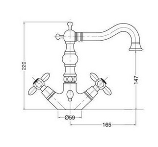 Смеситель для раковины, с д/к, (цв. бронза)  ZZ Gaia Avebury RB 8034 BR
