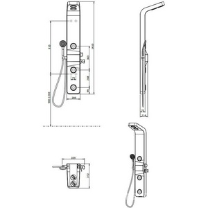 Душевая панель 20,5х37,2хh140,1см, термостат, верхний, боковой и ручной душ, (акрил цв.белый),  ZZ Sanindusa Shadow 8887841100