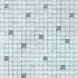 Мозаика Glass 2021 микс белый-белый колотый-белый матовый-платина ZZ|30х30