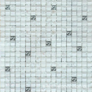 Мозаика Мастера Керамики Glass Мозаика Glass 2021 микс белый-белый колотый-белый матовый-платина ZZ|30х30