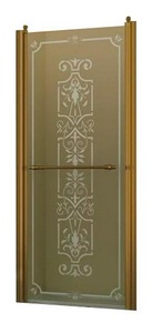 Дверь в нишу 700(665-735)хh1950мм, открывание наружу, вход 521мм, правая/левая, (профиль цв.золото, стекло 6мм мат.с прозр.рис),  ZZ Romance Collection Bristol BL.S3.70.REV.FGTP G