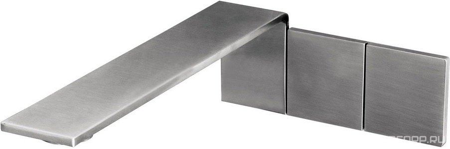 Смеситель для раковины, встраиваемый в стену, 2 ручк., излив 275мм, (цв. тертая сталь),  ZZ 3M 5mm RWIT 2552 IS 10