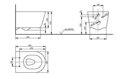 Унитаз подвесной, безободковый, 380x540xh335мм, (БЕЗ сиденья арт.TC513F), Tornado Flush, CeFiONtect,  ZZ Toto RP CW552Y