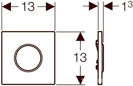 Клавиша смыва монтажного элемента для писсуара,  (рамка белая., кольцо позолота, клавиша белая) пластик "" ZZ Geberit Sigma 10 116.015.KK.1