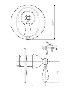 Смеситель для душа, встраиваемый в стену, с переключателем, (внешняя часть, БЕЗ внутренней части арт.F3000), (цв. бронза),  ZZ Fima Carlo Frattini Herend F5409Х2BR