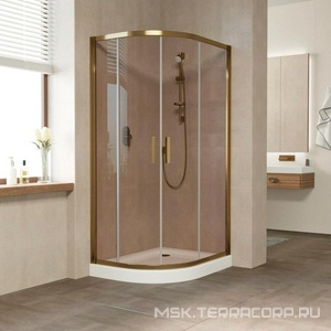 Душевое ограждение  120x90x1900 мм, полукруглое, ассиметричное, профиль бронза, стекло бронза, БЕЗ поддона ZZ Vegas Glass ZS-F ZS-F 90*120 05 05