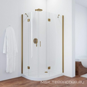 Душевое ограждение , 110x90x1900 мм, правая, профиль бронза, стекло прозрачное, БЕЗ поддона ZZ Vegas Glass AFS-F AFS-F 110*90 05 01 прав.