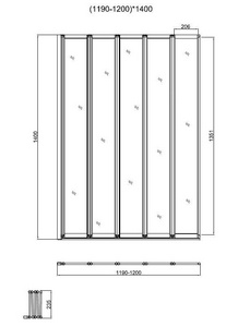 Штора на ванну складная 5 секций, 1200хh1400мм, крепление слева/справа, (стекло прозр. 4мм, фурнит. цв.хром), Vincea ZZ Vincea Универсал VSB-32120CL