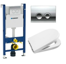 Комплект  Система инсталляции для унитазов Geberit Duofix Delta 458.124.21.1 3 в 1 с кнопкой смыва| 48x36x33