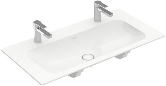 Раковина 1000х500мм, 1 отв. д/смес., с переливом, запираемый клапан с кепамич.крышкой в компл., (цв.R1 White ceramicplus),  ZZ Villeroy & Boch Finion 4164A0R1