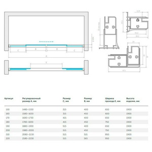 Дверь в нишу , 200x190 см, двухстворчатая раздвижная, профиль хром глянец, стекло прозрачное ZZ Vegas Glass Z2P Z2P  200 08 01