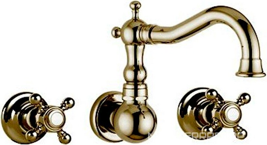 Cмеситель для раковины встраиваемый в стену на 3 отв .,классич. излив 220мм (цв.бронза),  ZZ Gaia Julia RB 8370BR