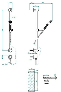 Комплект для душа (лейка, стойка 60см для лейки, шланг д/д 150см, шланговое подсоединение G1/2, (цв. золото (Dore)) ZZ THG Jaipur Aragonite A9A-F01-58